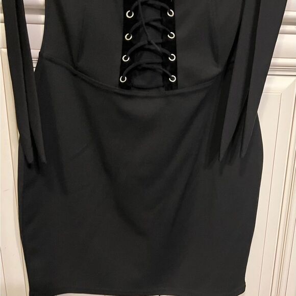 Missguided lace up black & suede  mini dress M - Picture 5 of 9